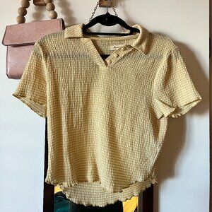 Madewell cropped crinkle polo tee S